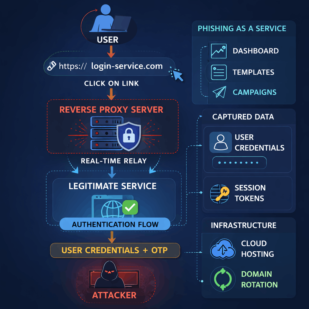 Reverse proxy phishing: request flow and control point