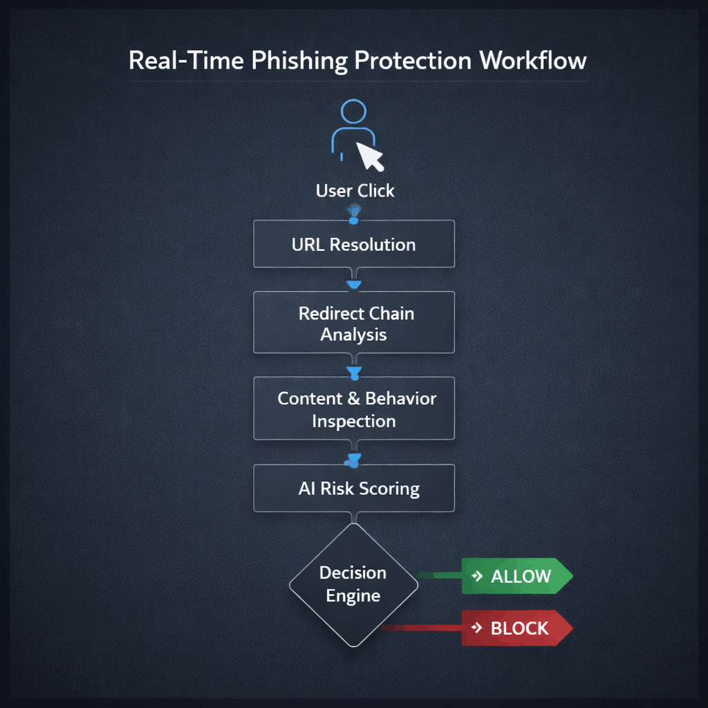 Real-time phishing protection inspection workflow